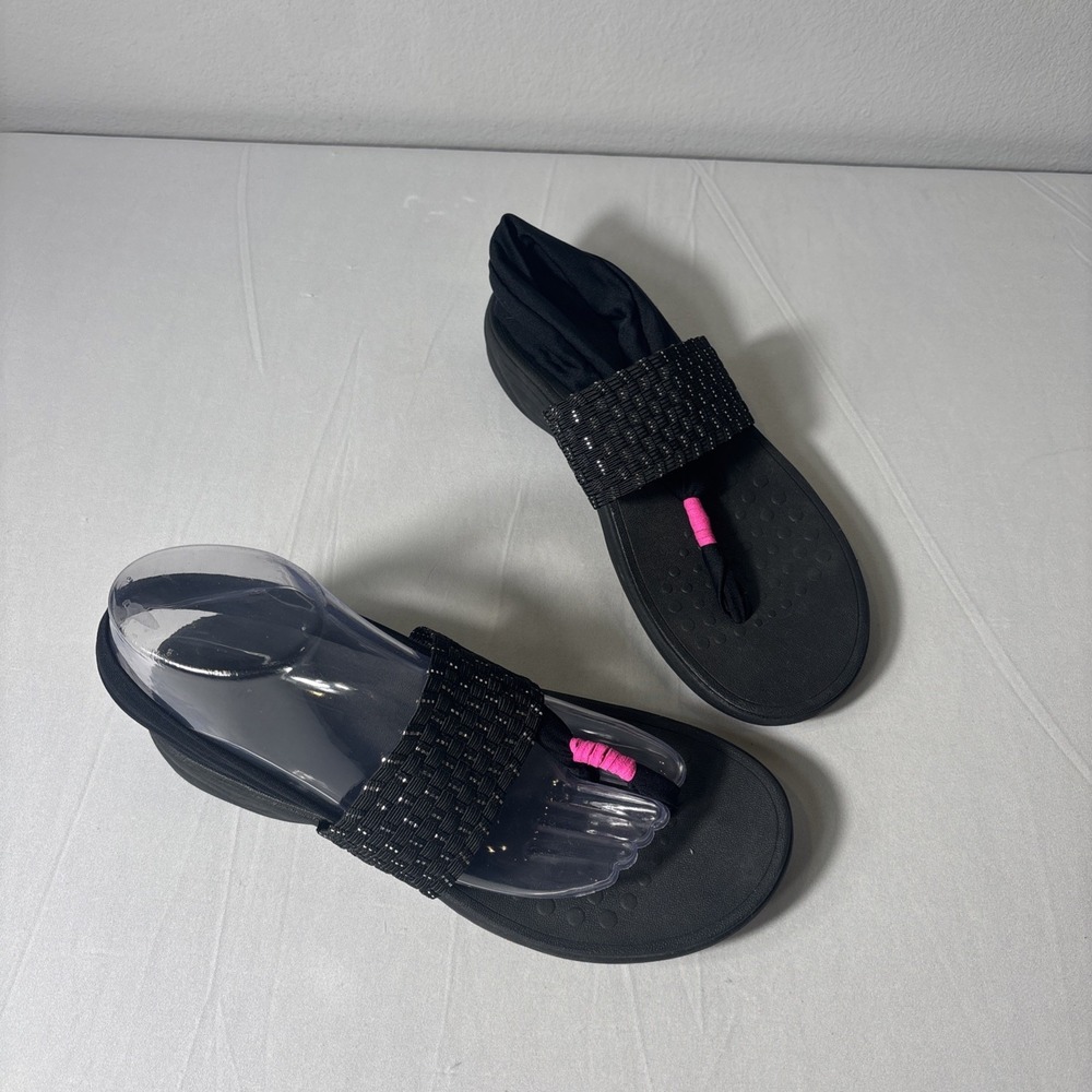 Vionic Sandals Womens Size 8 Black & Pink Serena Tia Slingback Flip Flops